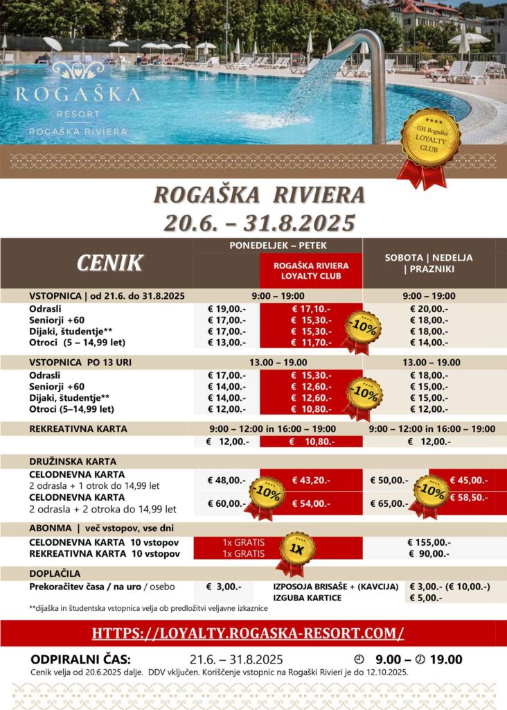 Rogaška resort cenik poletje 2025